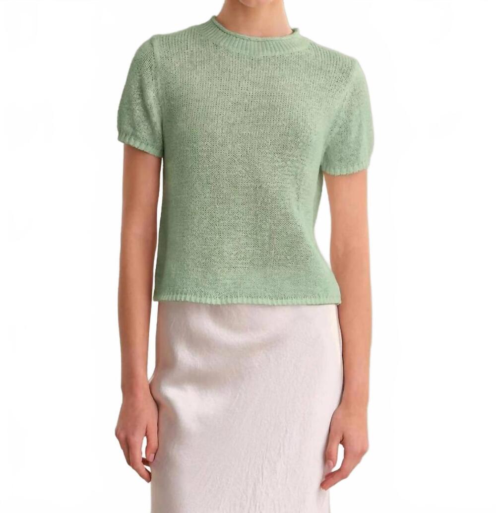 NEW 525 AMERICA faye rolled edge sweater tee in silt green